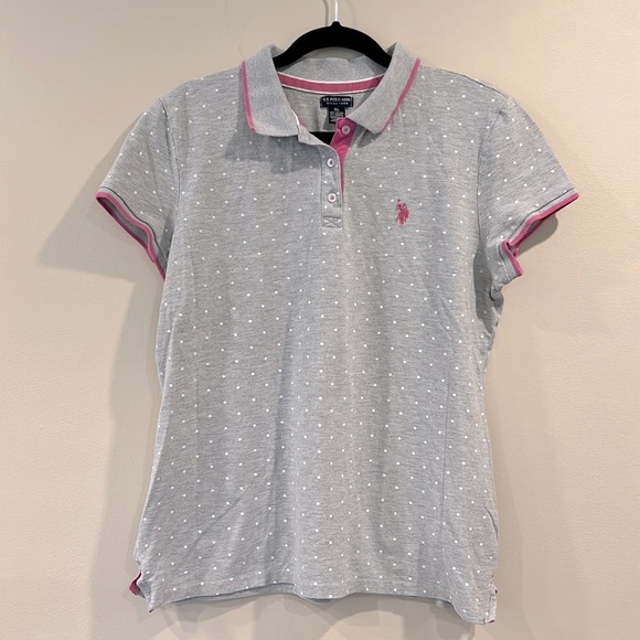🔥U.S Polo ASSN Gray Polo Shirt with Pink Accents🔥 - Picture 1 of 5